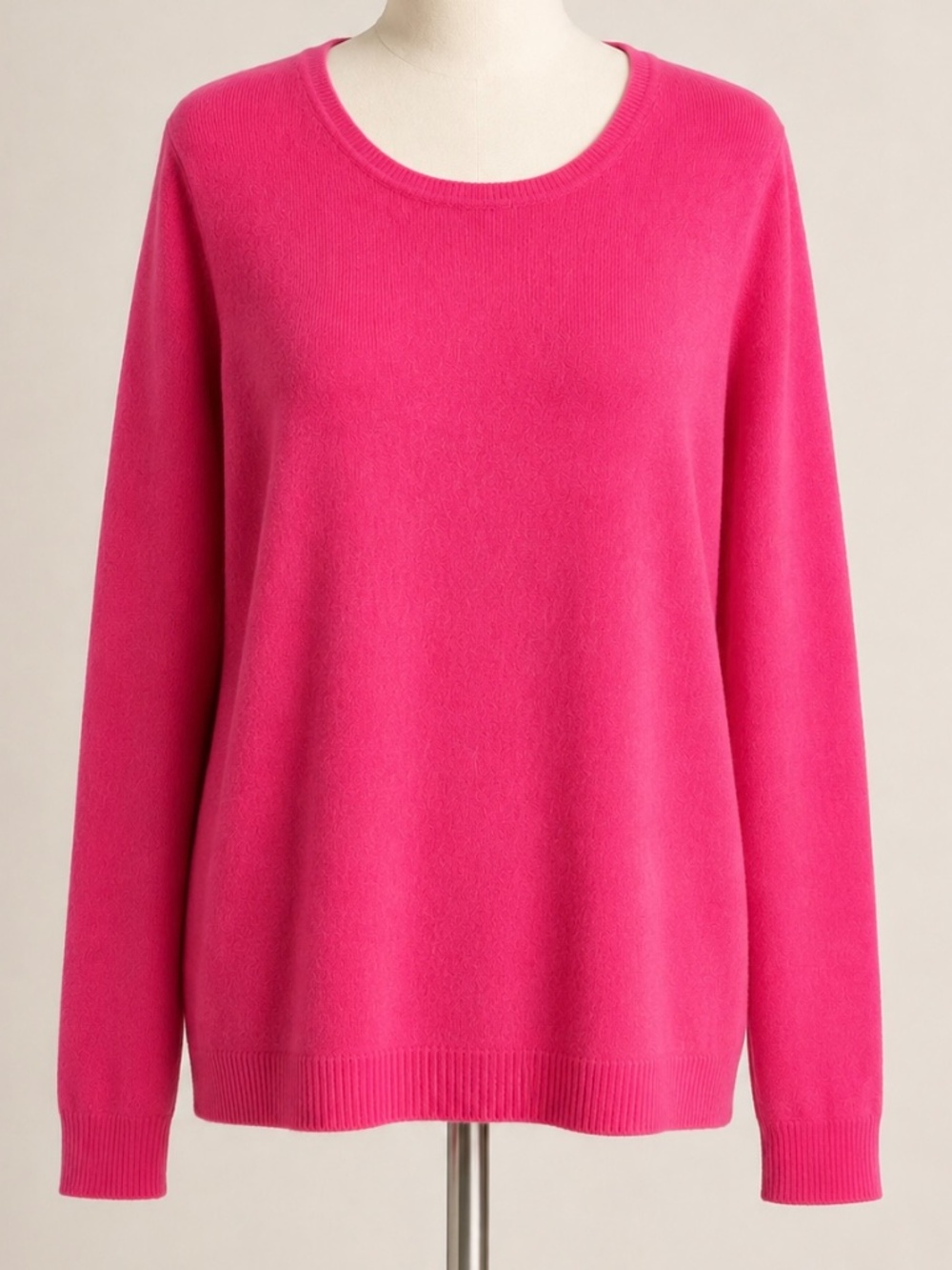 Charter Club 100% Cashmere Sweater Pink Fuchsia Crewneck Straight Fit Large